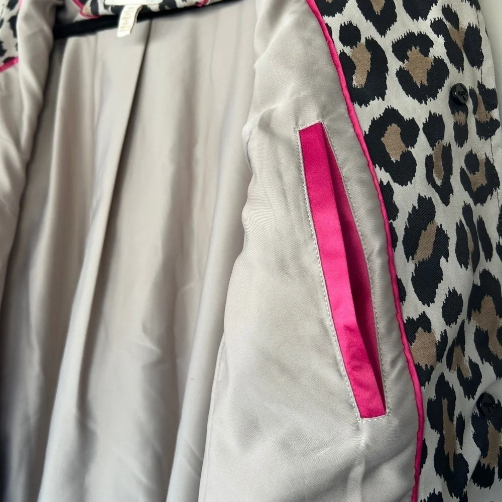 Kate Spade Leopard Print A-line Coat Cotton Blend Size Small Button Up Neutral
